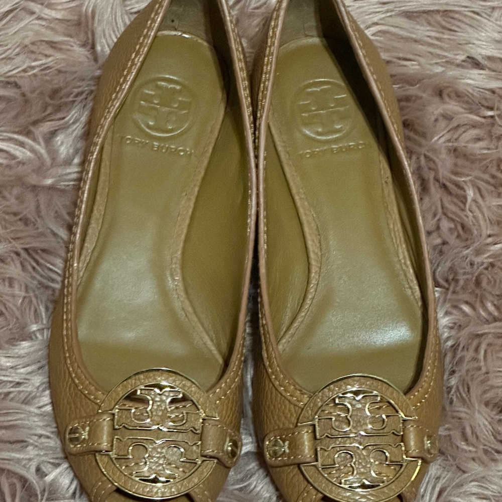 Tory Burch Tan Leather Ballet Flats